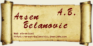 Arsen Belanović vizit kartica